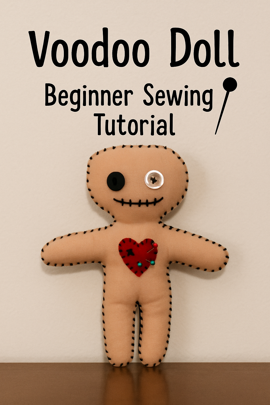 Voodoo Doll with Heart – Creepy Cute Voodoo Doll – Beginner PDF Sewing Tutorial – Instant Download