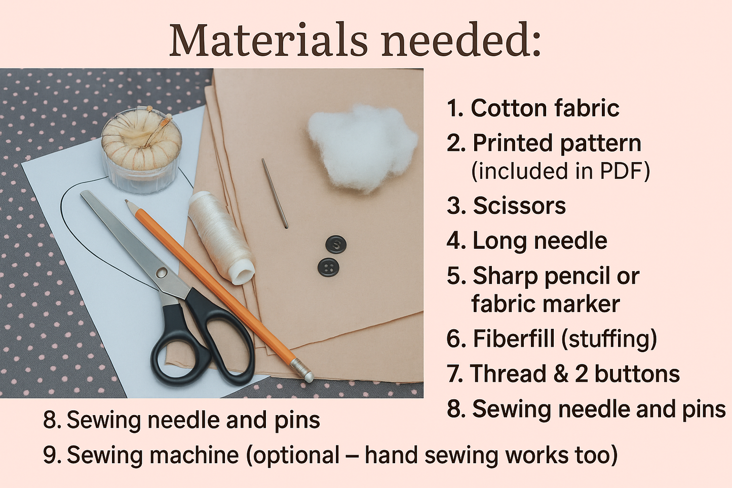 Doll Body PDF Pattern Step-by-Step Tutorial 13 Inch Pattern + Tutorial