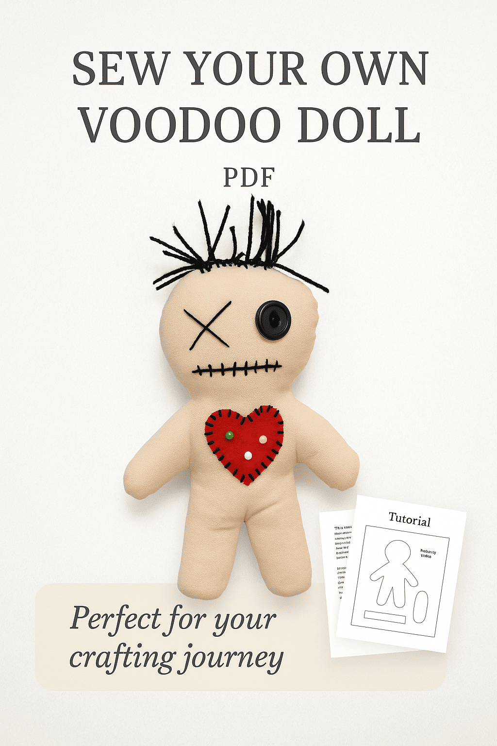 voodoo doll sewing pattern – printable PDF with cut-out template
