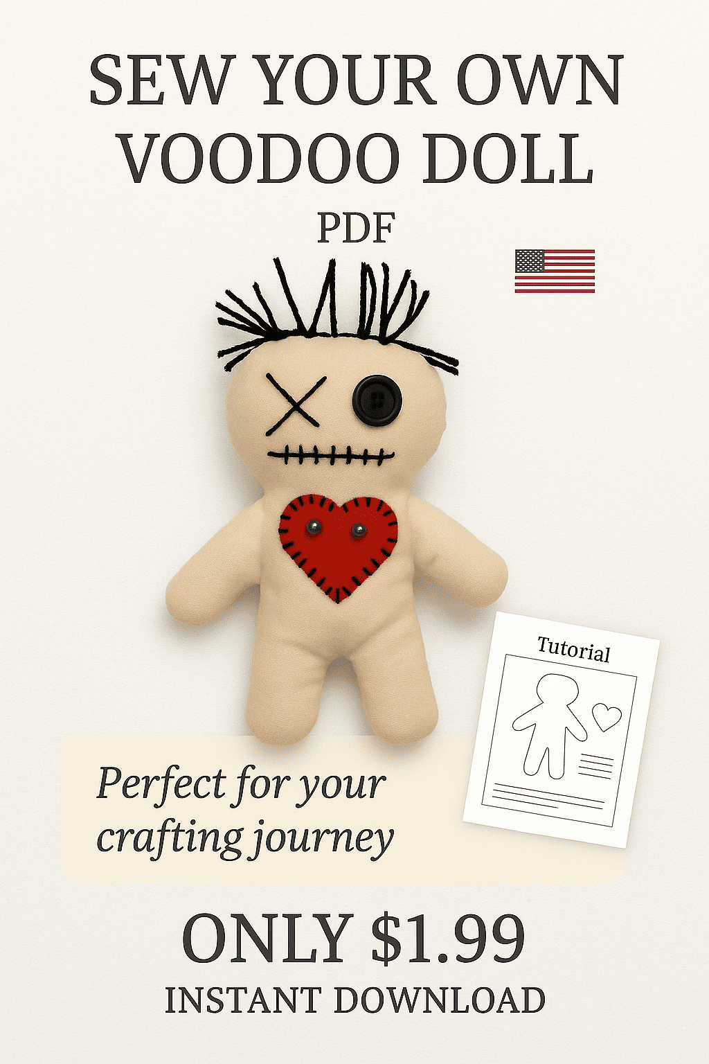 Voodoo Doll PDF Sewing Pattern – Tutorial for Beginners