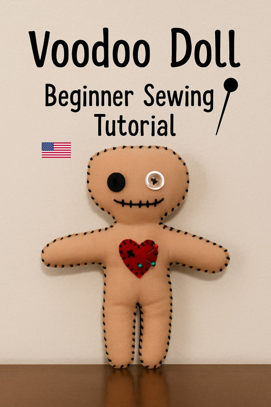 Voodoo Doll with Heart – Creepy Cute Voodoo Doll – Beginner PDF Sewing Tutorial – Instant Download